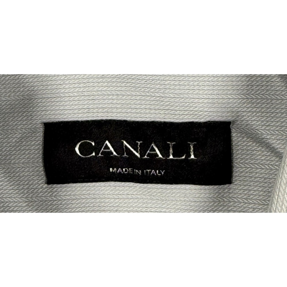 Canali Shirt Mens 16.5 /42 Gray Striped White Dress Button Up Long Sleeve Preppy